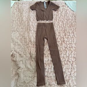 Zara Brown Ribbed Two-Piece Set XS